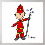 Fireman Stick Figuur Poster (Voorkant)
