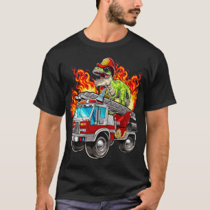 Fireman T Rex Dinosaur Firefighter Pet en Firetru T-shirt