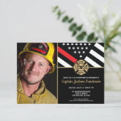 Fireman Thin Red Firefighter Foto Retirement Kaart (Staand voorkant)