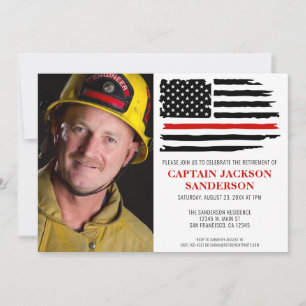 Fireman Thin Red Firefighter Foto Retirement Kaart