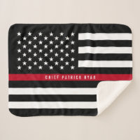 Fireman Thin Red Line American Flag Monogram Small
