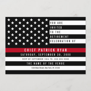 Fireman Thin Red Line American Flag Retirement Kaart