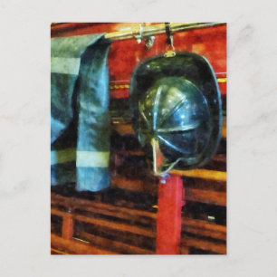 Firemans helm en jas briefkaart