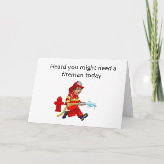 FIREMAN'S HULP MET DIE KAARSEN OP VERJAARDAGSTAART KAART (Voorkant)
