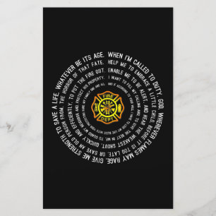 Firemans Prayer, brandweerman Motivatie Briefpapier