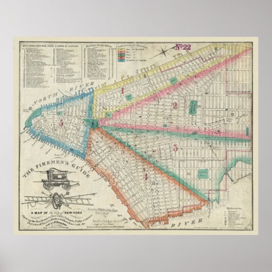 Firemen's Map of NYC in 1834 - FDNY Poster (Voorkant)