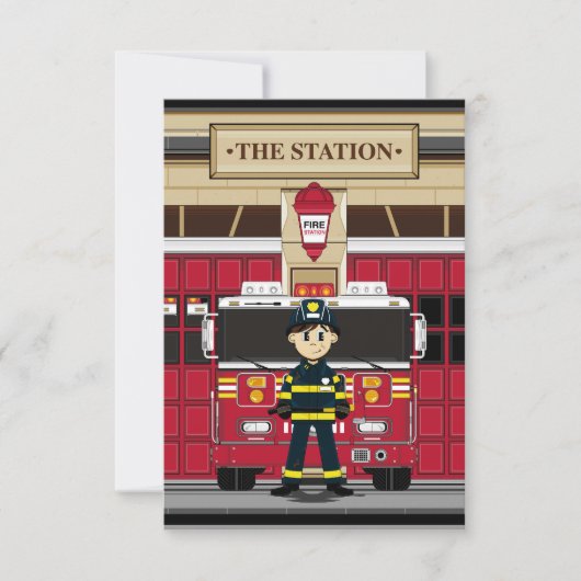 Firemer avec carte RSVP du moteur d'incendie (Devant)