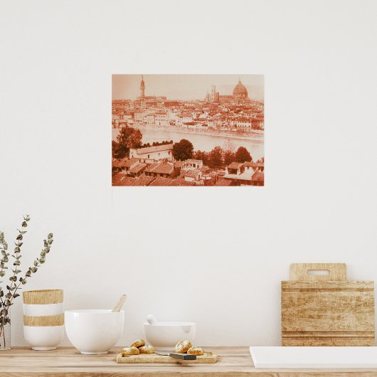 FIRENZE - ANTIEK FLORENCE PANORAMIC UITZICHT 1859 POSTER (Keuken)