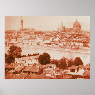 FIRENZE - ANTIEK FLORENCE PANORAMIC UITZICHT 1859 POSTER