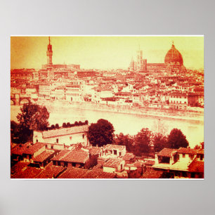 FIRENZE - ANTIEKE PANORAMISCHE UITZICHT FIrence 18 Poster
