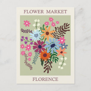  Firenze Italië Bloemenmarkt Reizen Briefkaart