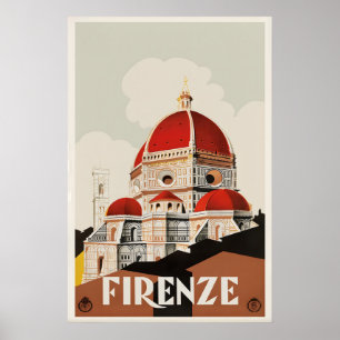 Firenze Italië Vintage Reisposter Print Piazza