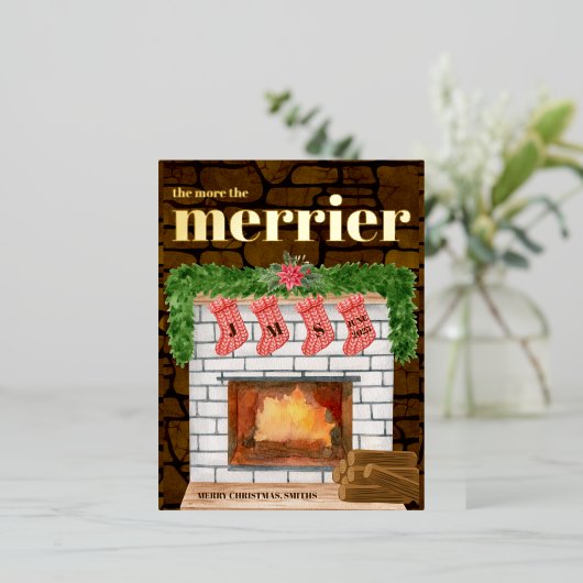 Fireplace Cozy Kerstmis aankondiging (Staand Voorkant)