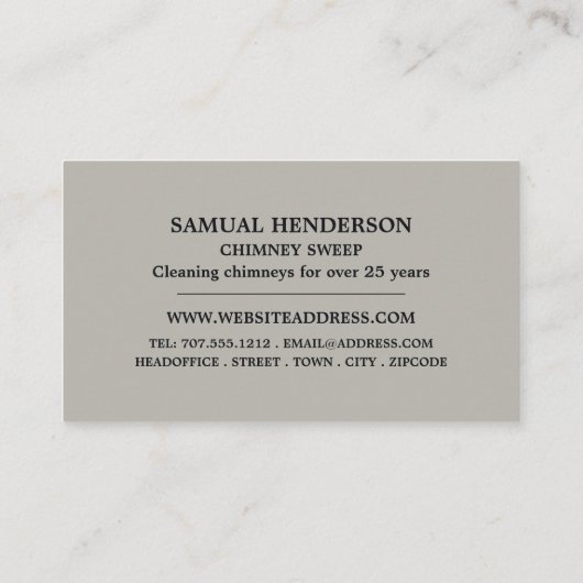 Fireplace Design, Chimney Sweep Visitekaartje (Achterkant)
