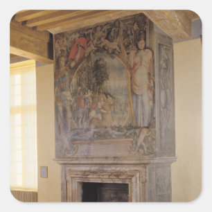Fireplace in the Chambre du Roi Vierkante Sticker