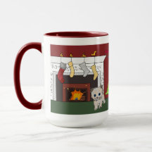 Fireplace kitten Kerstmis mok droom groot