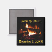 Fireplace Save the Date Magnet Magneet (Voorkant / Achterkant)