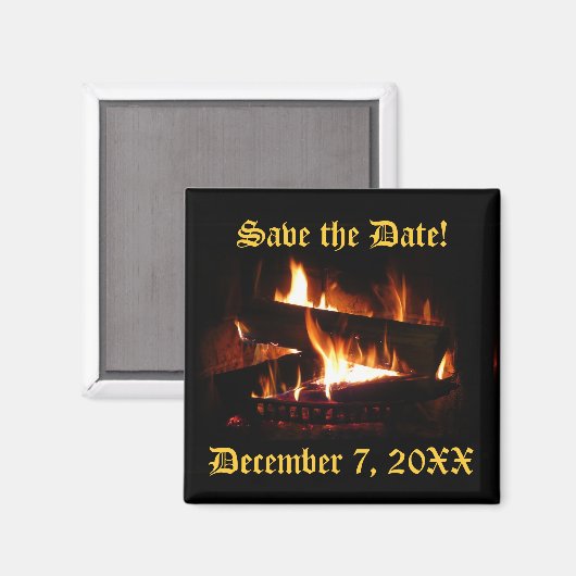 Fireplace Save the Date Magnet Magneet (Voorkant / Achterkant)