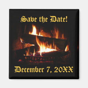Fireplace Save the Date Magnet Magneet