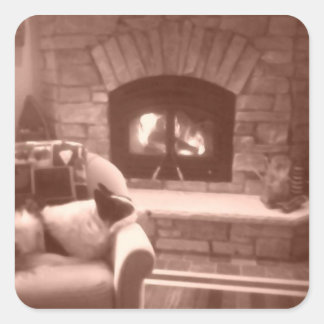 Fireplace Vierkante Sticker