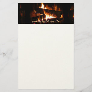 Fireplace Warm Winter Scene Photography Briefpapier