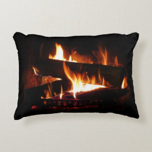 Fireplace Warm Winter Scene Photography Decoratief Kussen