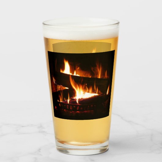Fireplace Warm Winter Scene Photography Glas (Achterkant gevuld)
