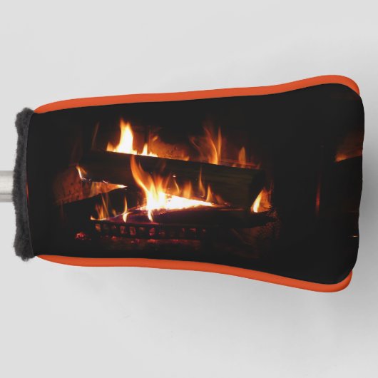 Fireplace Warm Winter Scene Photography Golfheadcover (Voorkant)