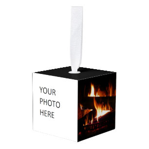 Fireplace Warm Winter Scene Photography Kubus Ornament
