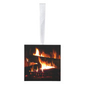 Fireplace Warm Winter Scene Photography Kubus Ornament (Rechts)