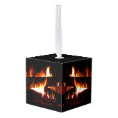 Fireplace Warm Winter Scene Photography Kubus Ornament (Achter hoekig)