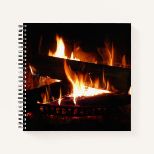 Fireplace Warm Winter Scene Photography Notitieboek