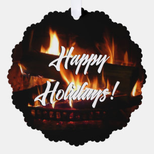 Fireplace Warm Winter Scene Photography Ornament Kaart