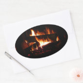 Fireplace Warm Winter Scene Photography Ovale Sticker (Envelop)