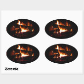 Fireplace Warm Winter Scene Photography Ovale Sticker (Vel)