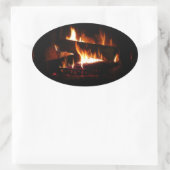 Fireplace Warm Winter Scene Photography Ovale Sticker (Tas)