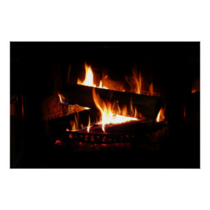 Fireplace Warm Winter Scene Photography Perfect Poster