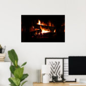 Fireplace Warm Winter Scene Photography Poster (Thuiskantoor)