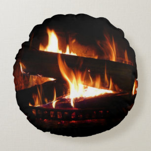 Fireplace Warm Winter Scene Photography Rond Kussen
