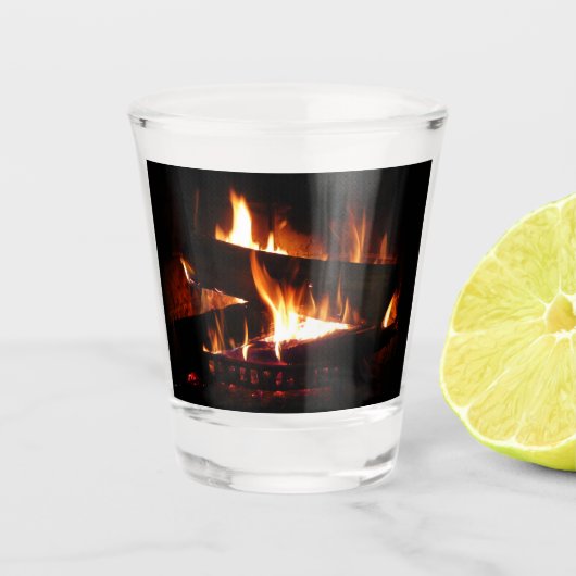 Fireplace Warm Winter Scene Photography Shot Glas (Voorkant)