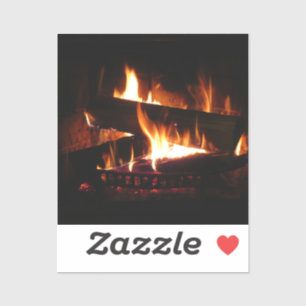 Fireplace Warm Winter Scene Photography Sticker