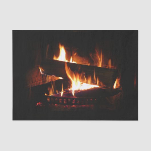 Fireplace Warm Winter Scene Photography Tissuepapier (Voorkant)