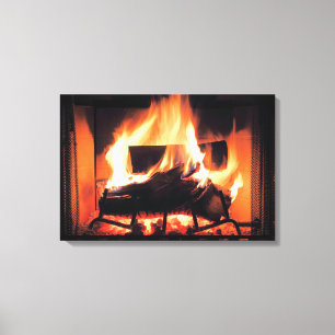 Fireplace Wrapped Canvas Afdruk