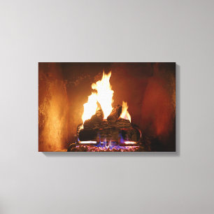 Fireplace Wrapped Canvas Afdruk