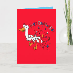 Firequackers 4 juli Duck Funny Wenskaart Kaart