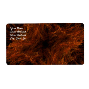 Firery Oranje Abstract Fractal Shipping Label