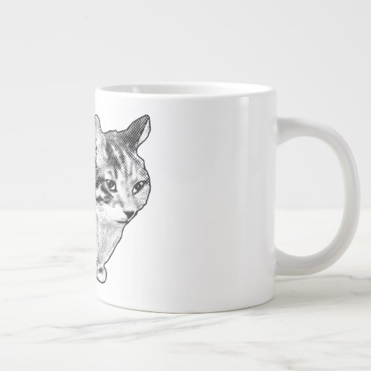 Fireside Tabby met Stippen met sneeuwkussen Extra Grote Beker (Rechts)