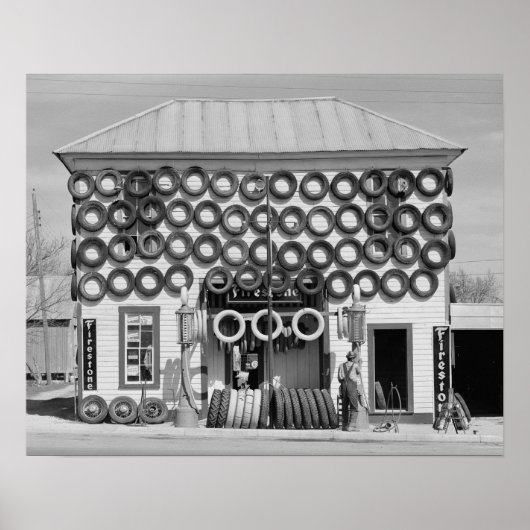 Firestone Tire Shop, 1940. foto Poster (Voorkant)