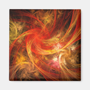 Firestorm Abstrait Art Carré Magnet