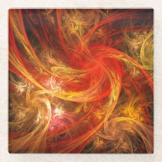 Firestorm Nova Abstracte Art Glazen Onderzetter (Voorkant)